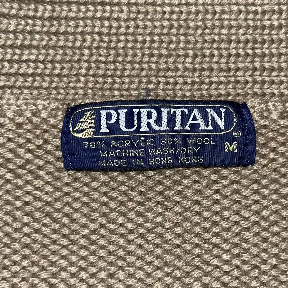 Vintage Puritan Men's Wool Blend Shawl Collar Cardigan Sweater M Aztec Western